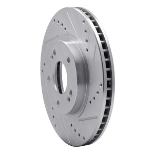 Hyundai Santa Fe Brake Rotor (1) - Front Right - R1 Concepts - Drilled & Slotted - Silver - `01-`06